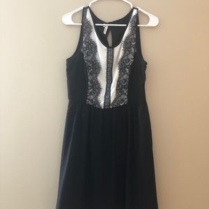Knee Length Black and White Lace Dress